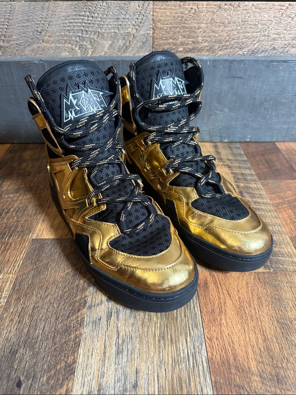 Marc by Marc Jacobs Ninja High Top Sneakers Gold Metallic Black EU 39 US 8.5/9